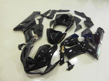 Cheap 2005-2006 Glossy Black Gold Decals Kawasaki ZX6R Motorcycle Fairings Kits Canada