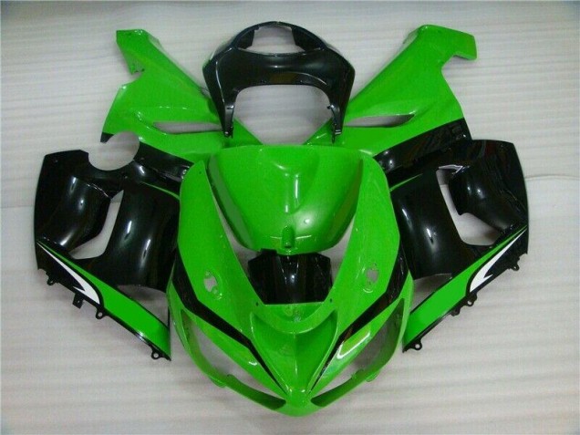 Cheap 2005-2006 Green White Black Kawasaki ZX6R Motorcyle Fairings Canada Cheap 2005-2006 Green White Black Kawasaki ZX6R Motorcyle Fairings Canada