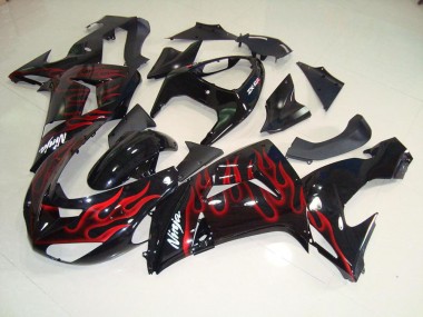 Cheap 2006-2007 Black Red Flame Kawasaki ZX10R Moto Fairings Canada
