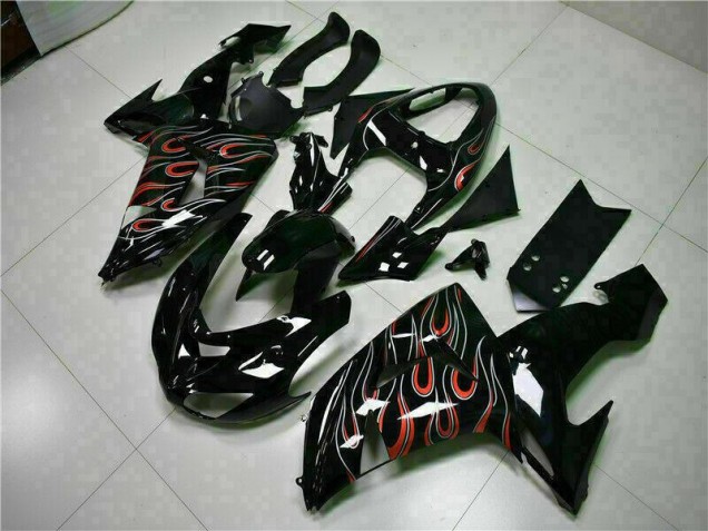 Cheap 2006-2007 Black Red Flame Kawasaki ZX10R Motorcyle Fairings Canada Cheap 2006-2007 Black Red Flame Kawasaki ZX10R Motorcyle Fairings Canada