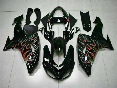 Cheap 2006-2007 Black Red Flame Kawasaki ZX10R Motorcyle Fairings Canada