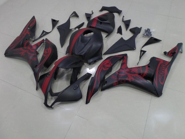 Cheap 2007-2008 Matte Black Red Skull with Stripe Honda CBR600RR Motorcycle Fairing Canada Cheap 2007-2008 Matte Black Red Skull with Stripe Honda CBR600RR Motorcycle Fairing Canada