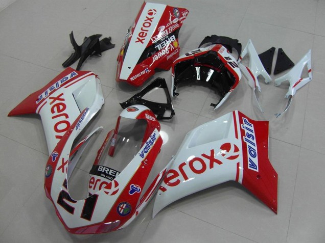 Cheap 2007-2014 White Red Xerox Ducati 848 1098 1198 Bike Fairing Canada