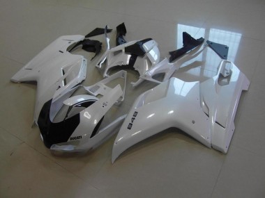 Cheap 2007-2014 Pearl White Black Stripe Ducati 848 1098 1198 Motorcycle Replacement Fairings Canada
