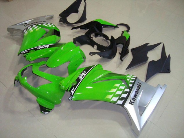 Cheap 2008-2012 Green Silver Kawasaki ZX250R Motorcycle Fairings Kit Canada