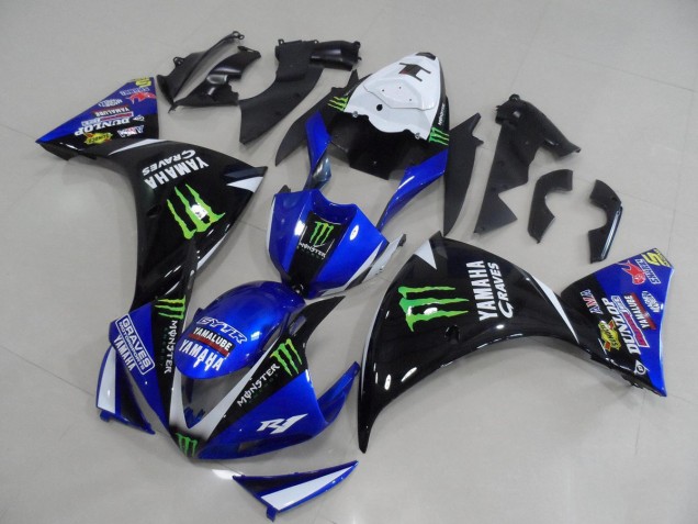 Cheap 2012-2014 Blue Black Monster Yamaha YZF R1 Motorcycle Fairing Kits Canada