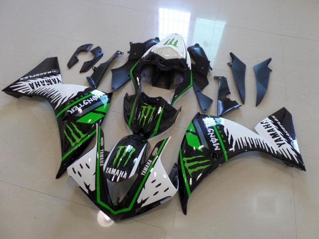 Cheap 2012-2014 White Green Big Monster Yamaha YZF R1 Motorcycle Fairings Kits Canada Cheap 2012-2014 White Green Big Monster Yamaha YZF R1 Motorcycle Fairings Kits Canada