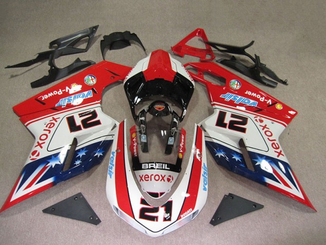 Cheap 2007-2014 Red White Breil Xerox 21 Ducati 1098 Motorbike Fairings Canada Cheap 2007-2014 Red White Breil Xerox 21 Ducati 1098 Motorbike Fairings Canada