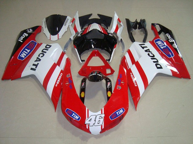 Cheap 2007-2014 Red White Tim 46 Ducati 1098 Motorcycle Fairing Kit Canada Cheap 2007-2014 Red White Tim 46 Ducati 1098 Motorcycle Fairing Kit Canada