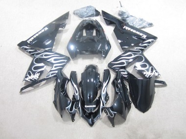 Cheap 2003-2005 Black White Flame Kawasaki ZX10R Motorcycle Fairings Canada