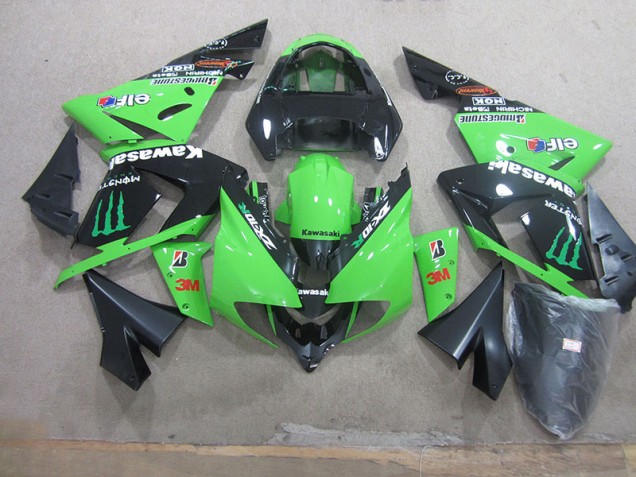 Cheap 2003-2005 Black Green 3M Monster Kawasaki ZX10R Replacement Motorcycle Fairings Canada Cheap 2003-2005 Black Green 3M Monster Kawasaki ZX10R Replacement Motorcycle Fairings Canada