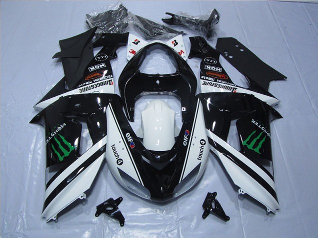 Cheap 2006-2007 Black White Touch4 Monster Kawasaki ZX10R Motor Fairings Canada Cheap 2006-2007 Black White Touch4 Monster Kawasaki ZX10R Motor Fairings Canada