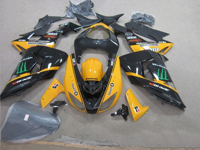 Cheap 2006-2007 Black Yellow Touch4 Monster Kawasaki ZX10R Motorcycle Fairing Canada Cheap 2006-2007 Black Yellow Touch4 Monster Kawasaki ZX10R Motorcycle Fairing Canada