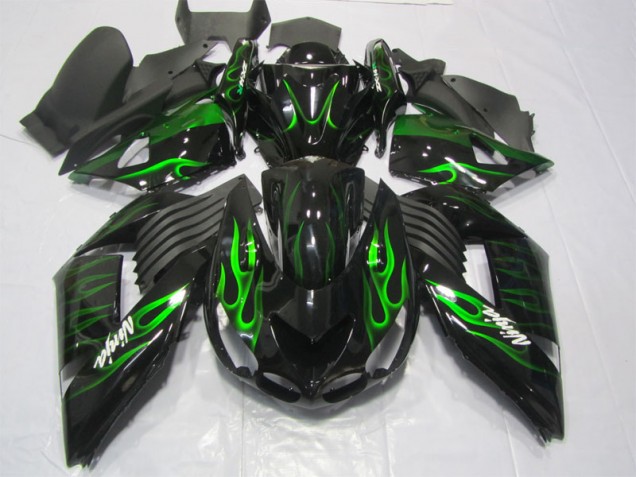 Cheap 2006-2011 Black Green Flame Ninja Kawasaki ZX14R ZZR1400 Motorcycle Replacement Fairings Canada Cheap 2006-2011 Black Green Flame Ninja Kawasaki ZX14R ZZR1400 Motorcycle Replacement Fairings Canada
