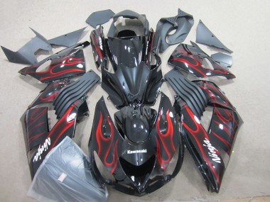 Cheap 2006-2011 Black Red Flame Ninja Kawasaki ZX14R ZZR1400 Motorcyle Fairings Canada