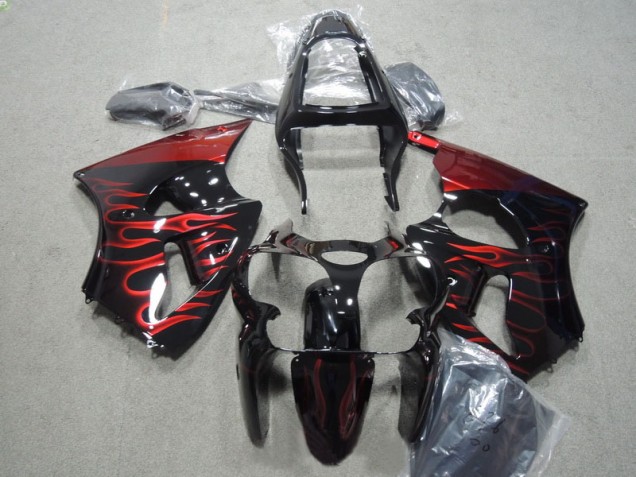 Cheap 2000-2002 Black Red Flame Kawasaki ZX6R Motorbike Fairing Kits Canada Cheap 2000-2002 Black Red Flame Kawasaki ZX6R Motorbike Fairing Kits Canada