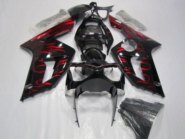 Cheap 2003-2004 Black Red Flame Kawasaki ZX6R Motorcycle Fairing Canada