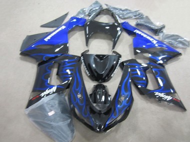 Cheap 2005-2006 Black Blue Flame Ninja 636 Kawasaki ZX6R Motorcycle Fairings Kits Canada