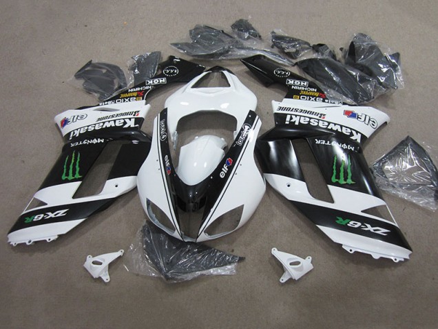 Cheap 2007-2008 Black White Monster Kawasaki ZX6R Replacement Motorcycle Fairings Canada Cheap 2007-2008 Black White Monster Kawasaki ZX6R Replacement Motorcycle Fairings Canada