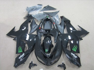 Cheap 2007-2008 Black Ninja Green Monster Kawasaki ZX6R Bike Fairing Kit Canada