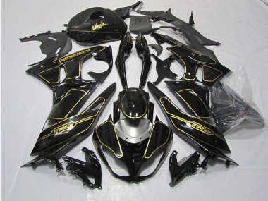 Cheap 2009-2012 Black Gold Kawasaki ZX6R Motorcycle Fairings Kit Canada