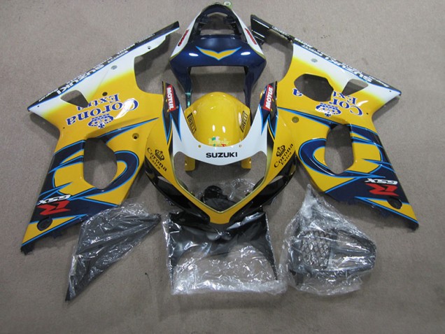 Cheap 2000-2002 Yellow Blue Corona Extra Suzuki GSXR1000 Motorcycle Fairings Kit Canada Cheap 2000-2002 Yellow Blue Corona Extra Suzuki GSXR1000 Motorcycle Fairings Kit Canada