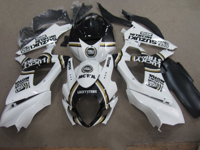 Cheap 2007-2008 White Lucky Strike Black Motul Suzuki GSXR1000 Motorcycle Replacement Fairings Canada Cheap 2007-2008 White Lucky Strike Black Motul Suzuki GSXR1000 Motorcycle Replacement Fairings Canada
