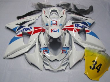 Cheap 2009-2016 White Pepsi 34 Suzuki GSXR1000 Motorcycle Fairings Kit Canada