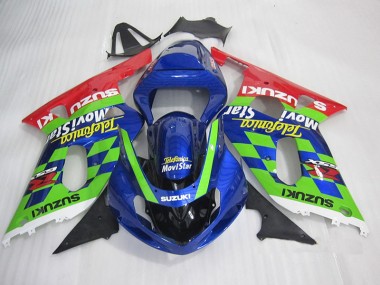 Cheap 2001-2003 Blue Green Red Telefumia Movistar Suzuki GSXR600 Motorbike Fairing Canada