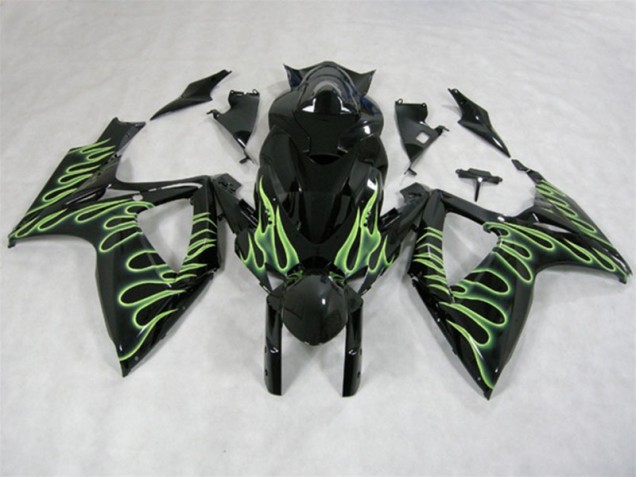 Cheap 2006-2007 Black Green Flame Suzuki GSXR600 Motorcycle Fairings Canada Cheap 2006-2007 Black Green Flame Suzuki GSXR600 Motorcycle Fairings Canada