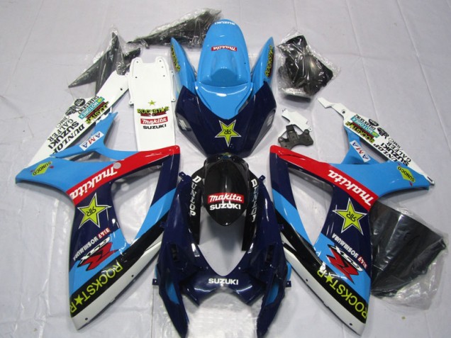 Cheap 2006-2007 Blue White Rockstar Makita Suzuki GSXR600 Motor Bike Fairings Canada Cheap 2006-2007 Blue White Rockstar Makita Suzuki GSXR600 Motor Bike Fairings Canada
