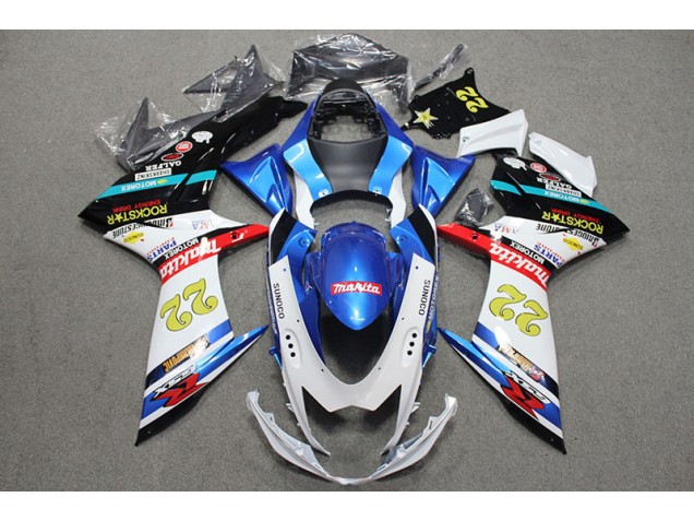 Cheap 2011-2021 Blue White Red Rockstar 22 Suzuki GSXR600 Bike Fairing Kit Canada