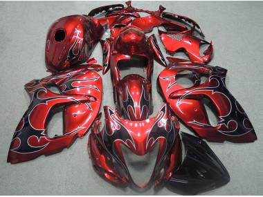 Cheap 1996-2007 Red with Black Flame Suzuki GSXR1300 Hayabusa Motorcycle Fairings Kits Canada