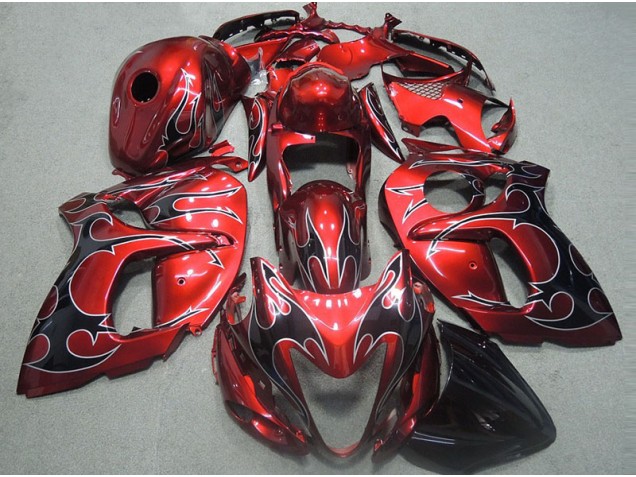 Cheap 1996-2007 Red with Black Flame Suzuki GSXR1300 Hayabusa Motorcycle Fairings Kits Canada Cheap 1996-2007 Red with Black Flame Suzuki GSXR1300 Hayabusa Motorcycle Fairings Kits Canada