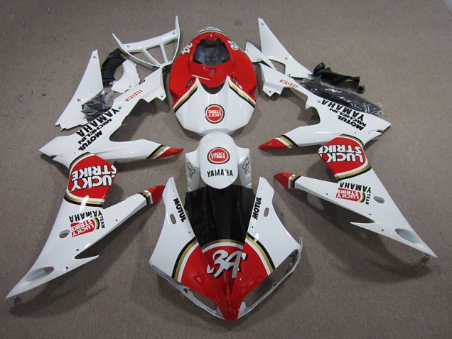 Cheap 2004-2006 Red White Lucky Strike Yamaha YZF R1 Motorcycle Replacement Fairings Canada Cheap 2004-2006 Red White Lucky Strike Yamaha YZF R1 Motorcycle Replacement Fairings Canada
