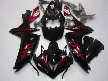 Cheap 2007-2008 Black Red Flame Yamaha YZF R1 Motorcycle Fairings Canada