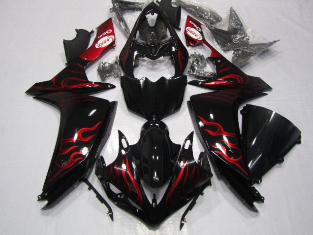 Cheap 2007-2008 Black Red Flame Yamaha YZF R1 Motorcycle Fairings Canada Cheap 2007-2008 Black Red Flame Yamaha YZF R1 Motorcycle Fairings Canada