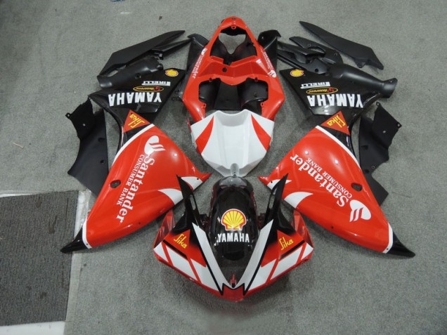 Cheap 2009-2011 Black White Santander Red Yamaha YZF R1 Motorcycle Fairing Kits Canada Cheap 2009-2011 Black White Santander Red Yamaha YZF R1 Motorcycle Fairing Kits Canada