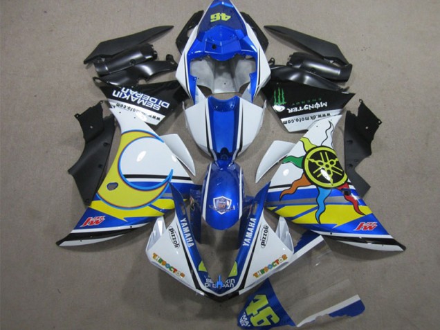 Cheap 2012-2014 Blue White Yellow 46 Yamaha YZF R1 Motorcycle Replacement Fairings Canada